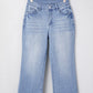 Beau Blue Mineral Wash Raw Hem High Waist Flared Jeans