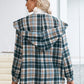 Plaid Snap Down Hooded Jacket
