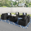 8 Pieces Patio Furniture Set with 44" Propane Gas Fire Pit Table, CustomizedMom605.com