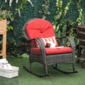 Outsunny PE Rattan Rocking Chair Garden Furniture Patio Relaxer CustomizedMom605.com