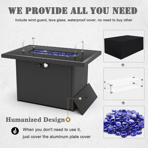 8 Pieces Patio Furniture Set with 44" Propane Gas Fire Pit Table, CustomizedMom605.com