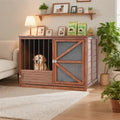43' Solid Wood Dog Crate Furniture, Foldable Indoor Kennel with 360° CustomizedMom605.com