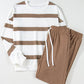 Light French Beige Drop Shoulder Pullover and Jogger Pants Set