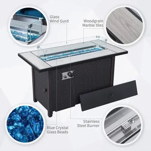 7 PCS Outdoor Furniture Sets 60000BTU 45-Inch Outdoor Propane Fire Pit CustomizedMom605.com