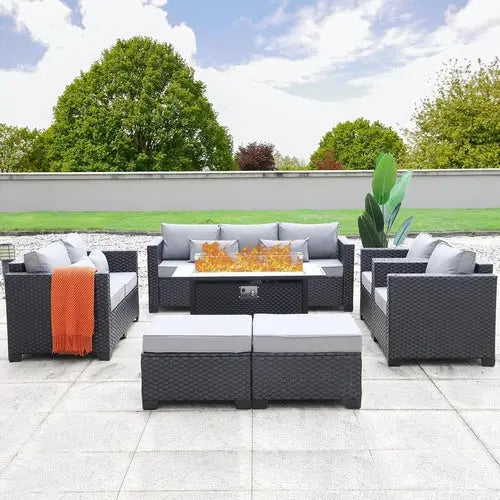7 PCS Outdoor Furniture Sets 60000BTU 45-Inch Outdoor Propane Fire Pit CustomizedMom605.com