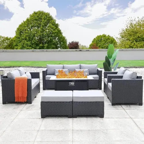7 PCS Outdoor Furniture Sets 60000BTU 45-Inch Outdoor Propane Fire Pit CustomizedMom605.com
