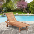 Outsunny Wooden Chaise Lounge Outdoor Patio Furniture Adjustable CustomizedMom605.com
