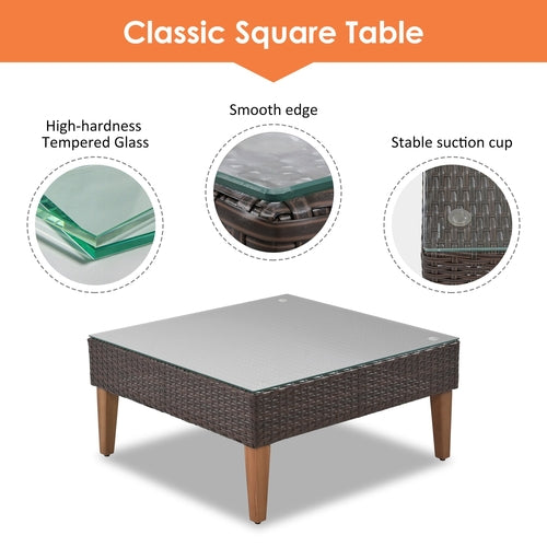 4-pieces Outdoor Wicker Sofa Set, Patio Furniture with Colorful CustomizedMom605.com