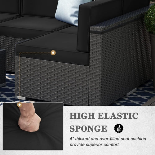 8 Pieces Patio Furniture Set with 44" Propane Gas Fire Pit Table, CustomizedMom605.com