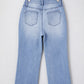 Beau Blue Mineral Wash Raw Hem High Waist Flared Jeans