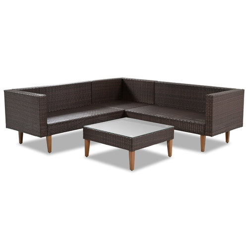 4-pieces Outdoor Wicker Sofa Set, Patio Furniture with Colorful CustomizedMom605.com