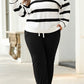 Black Stripe Drop Shoulder Pullover and Jogger Pants Set