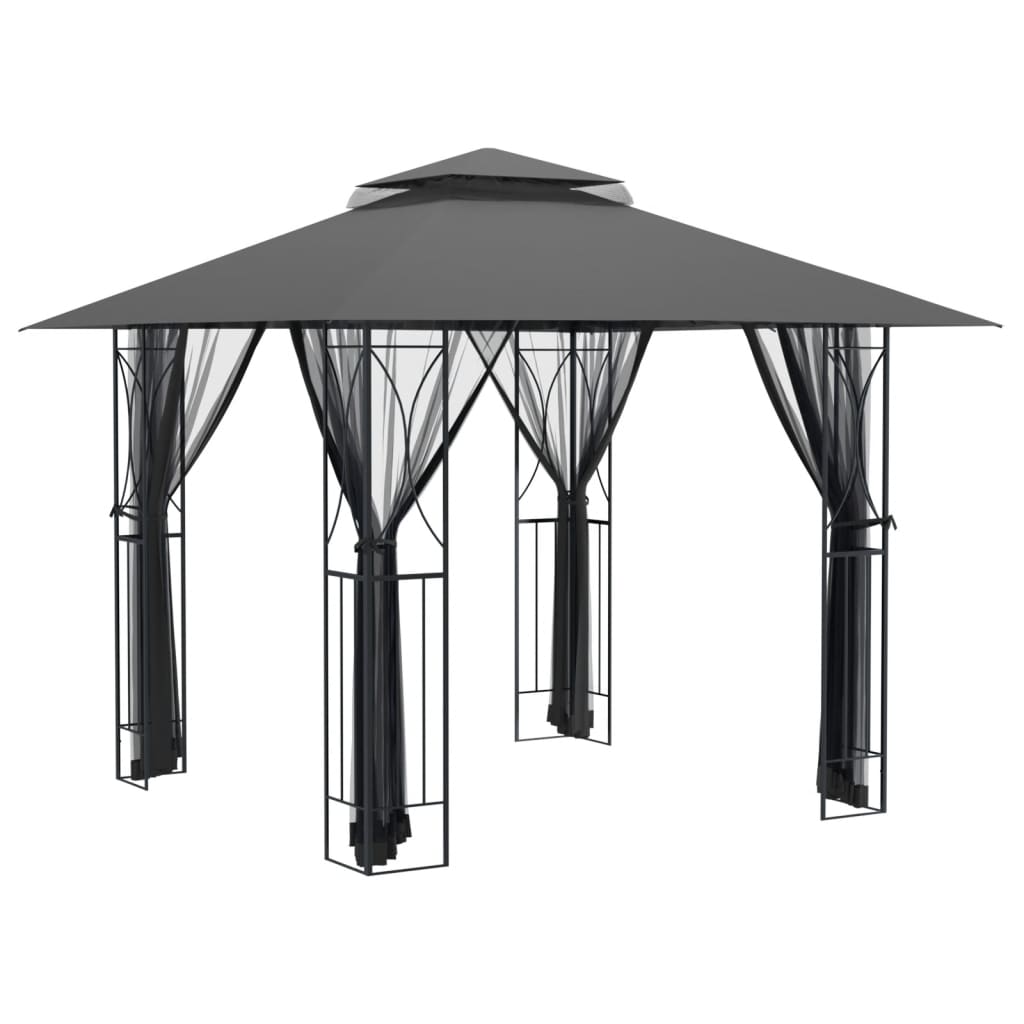 vidaXL Gazebo Outdoor Canopy with Sidewalls for Porch Garden Anthracite Steel VidaXL