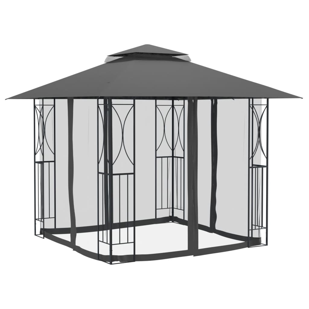 vidaXL Gazebo Outdoor Canopy with Sidewalls for Porch Garden Anthracite Steel VidaXL
