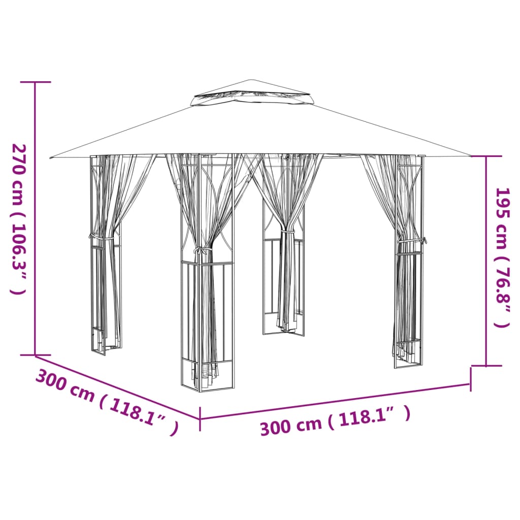 vidaXL Gazebo Outdoor Canopy with Sidewalls for Porch Garden Anthracite Steel VidaXL