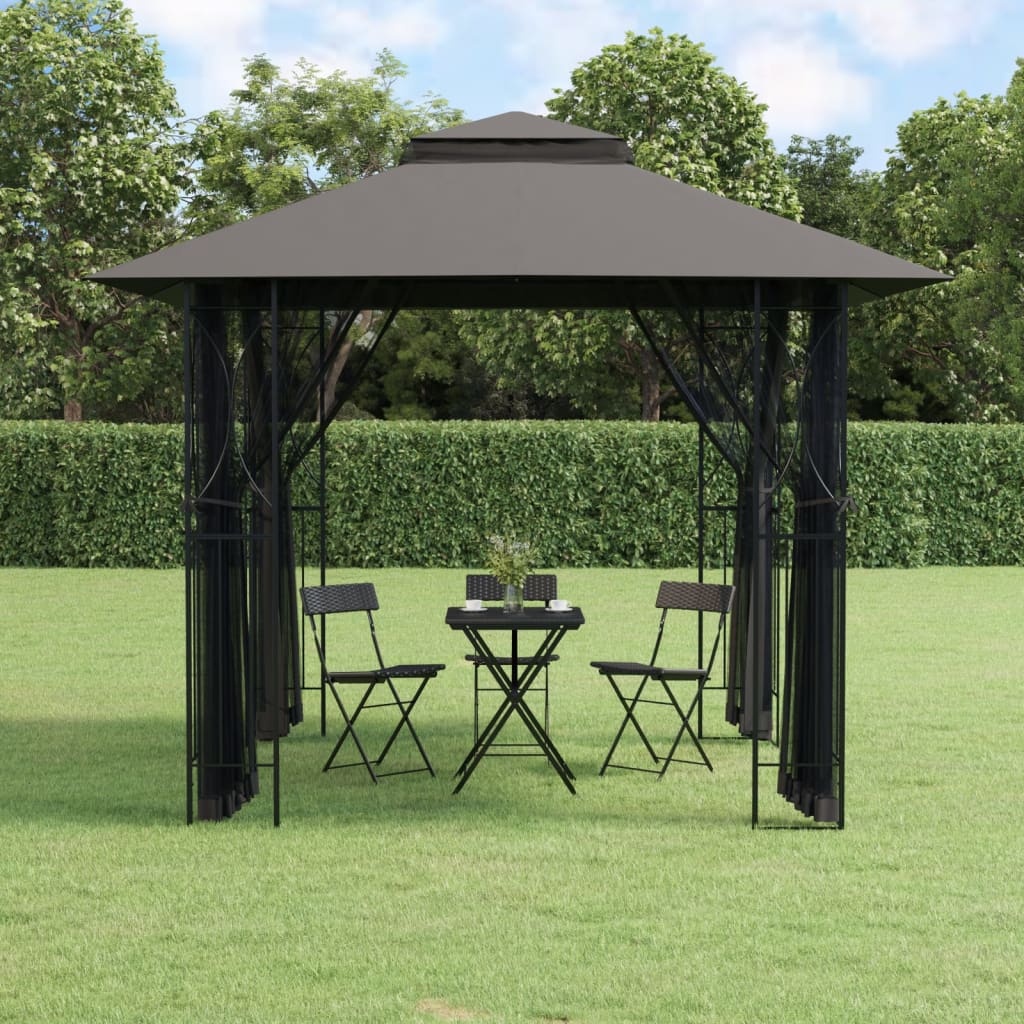 vidaXL Gazebo Outdoor Canopy with Sidewalls for Porch Garden Anthracite Steel VidaXL