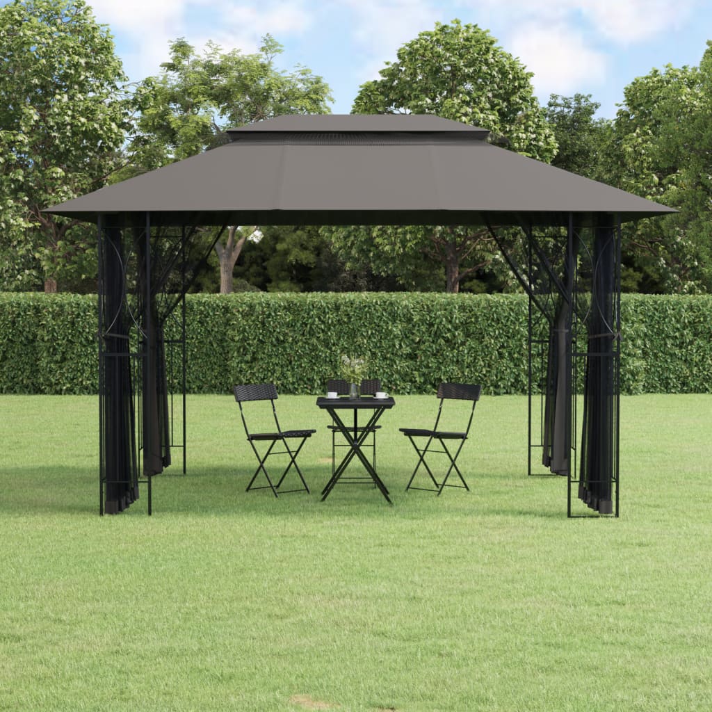 vidaXL Gazebo Outdoor Canopy with Sidewalls for Porch Garden Anthracite Steel VidaXL