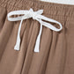 Light French Beige Drop Shoulder Pullover and Jogger Pants Set