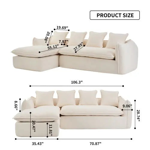LuneluX_Home – Oversized 3-Seater L-Shape Sofa with Chaise CustomizedMom605.com