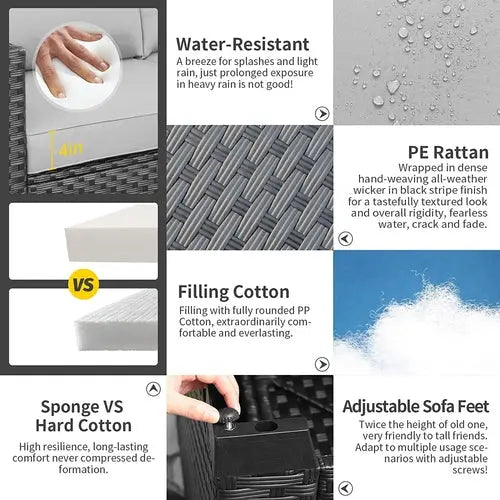 7 PCS Outdoor Furniture Sets 60000BTU 45-Inch Outdoor Propane Fire Pit CustomizedMom605.com