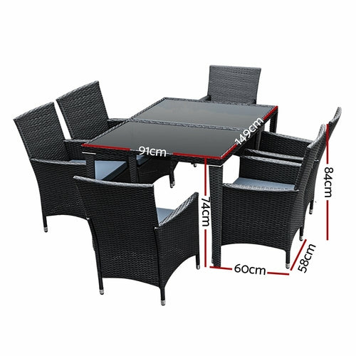 Gardeon Outdoor Furniture 7pcs Dining Set CustomizedMom605.com