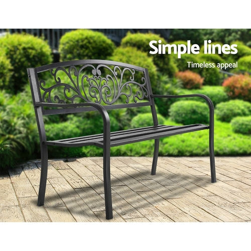 Gardeon Outdoor Garden Bench Seat Steel Outdoor Furniture 3 Seater CustomizedMom605.com