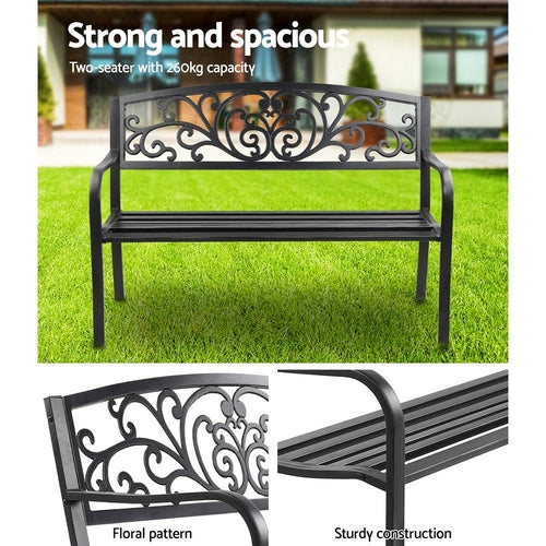 Gardeon Outdoor Garden Bench Seat Steel Outdoor Furniture 3 Seater CustomizedMom605.com
