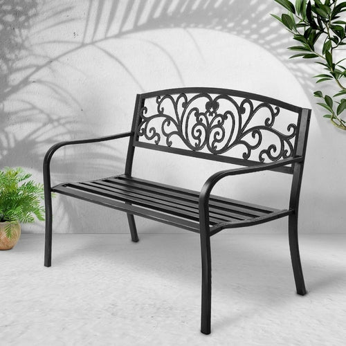 Gardeon Outdoor Garden Bench Seat Steel Outdoor Furniture 3 Seater CustomizedMom605.com