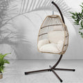 Gardeon Outdoor Furniture Egg Hanging Swing Chair Stand Wicker Rattan CustomizedMom605.com