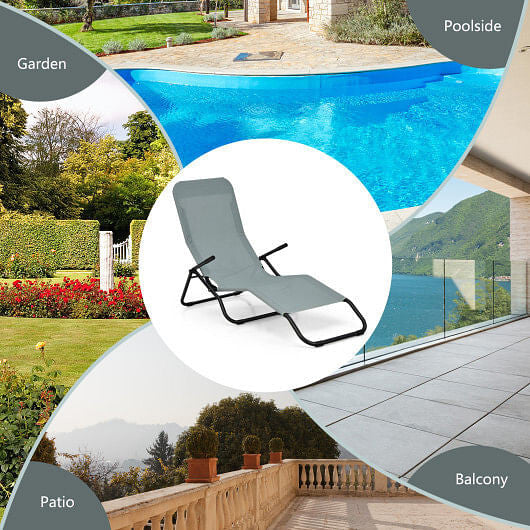 2 Pieces Folding Portable Patio Chaise Lounger with Rocking Design-Light Green CustomizedMom605.com