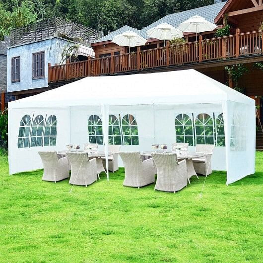10 x 20 Feet 6 Sidewalls Canopy Tent with Carry Bag-White CustomizedMom605.com