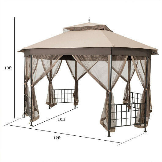 10'x 12' Octagonal Patio Gazebo-Brown CustomizedMom605.com