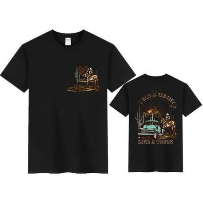 Women T-shirts I Got A Heart Like A Truck Front and Back Shirt Cowboy