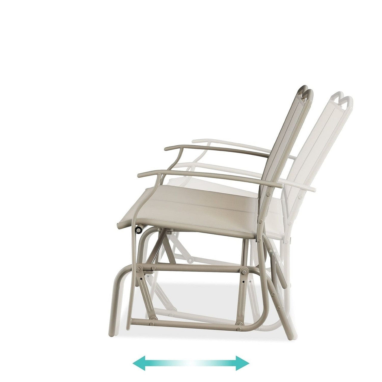 2 Seat Mesh Patio Loveseat Swing Glider Rocker with Armrests in Taupe Unbranded