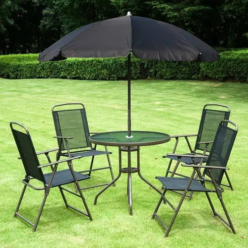 Outsunny 6pc Outdoor Patio Umbrella Set Garden Bistro Yard Furniture CustomizedMom605.com
