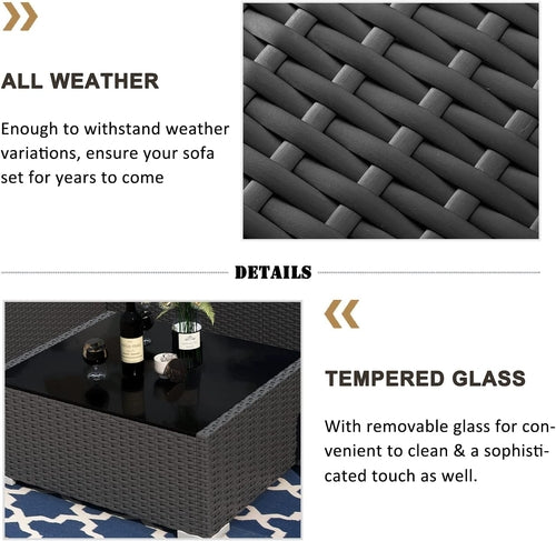 8 Pieces Patio Furniture Set with 44" Propane Gas Fire Pit Table, CustomizedMom605.com