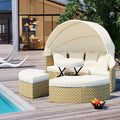 Patio Furniture Round Outdoor Sectional Sofa Set Rattan Daybed CustomizedMom605.com
