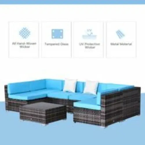 Outsunny 7 Piece Rattan Sofa Set Outdoor Furniture Patio Set CustomizedMom605.com