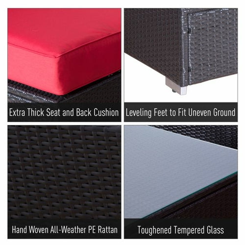 Outsunny 9pcs Garden Wicker Sofa Set Patio Rattan Furniture Outdoor CustomizedMom605.com