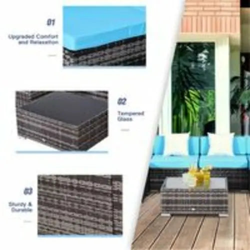 Outsunny 7 Piece Rattan Sofa Set Outdoor Furniture Patio Set CustomizedMom605.com