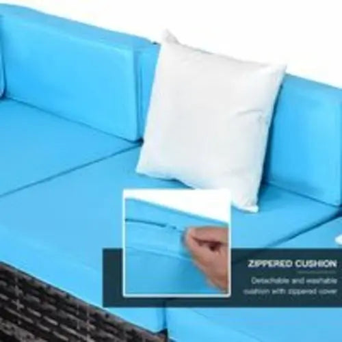 Outsunny 7 Piece Rattan Sofa Set Outdoor Furniture Patio Set CustomizedMom605.com