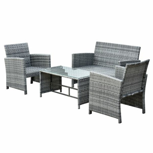 Outsunny 4Pcs Rattan Sofa Set Patio Wicker Furniture Garden Lawn Chair CustomizedMom605.com