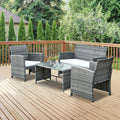 Outsunny 4Pcs Rattan Sofa Set Patio Wicker Furniture Garden Lawn Chair CustomizedMom605.com