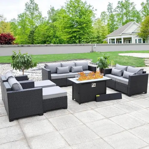7 PCS Outdoor Furniture Sets 60000BTU 45-Inch Outdoor Propane Fire Pit CustomizedMom605.com